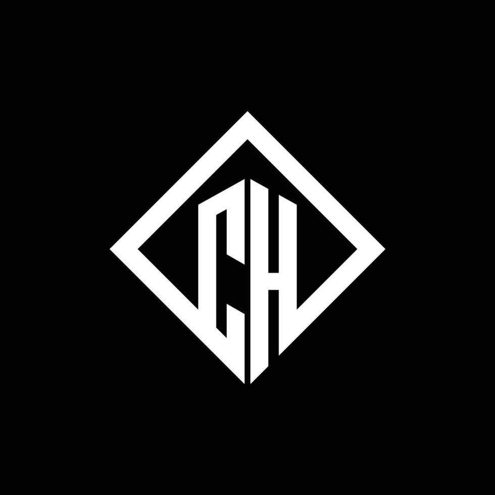 ch logo monograma con plantilla de diseño de estilo de rotación cuadrada vector