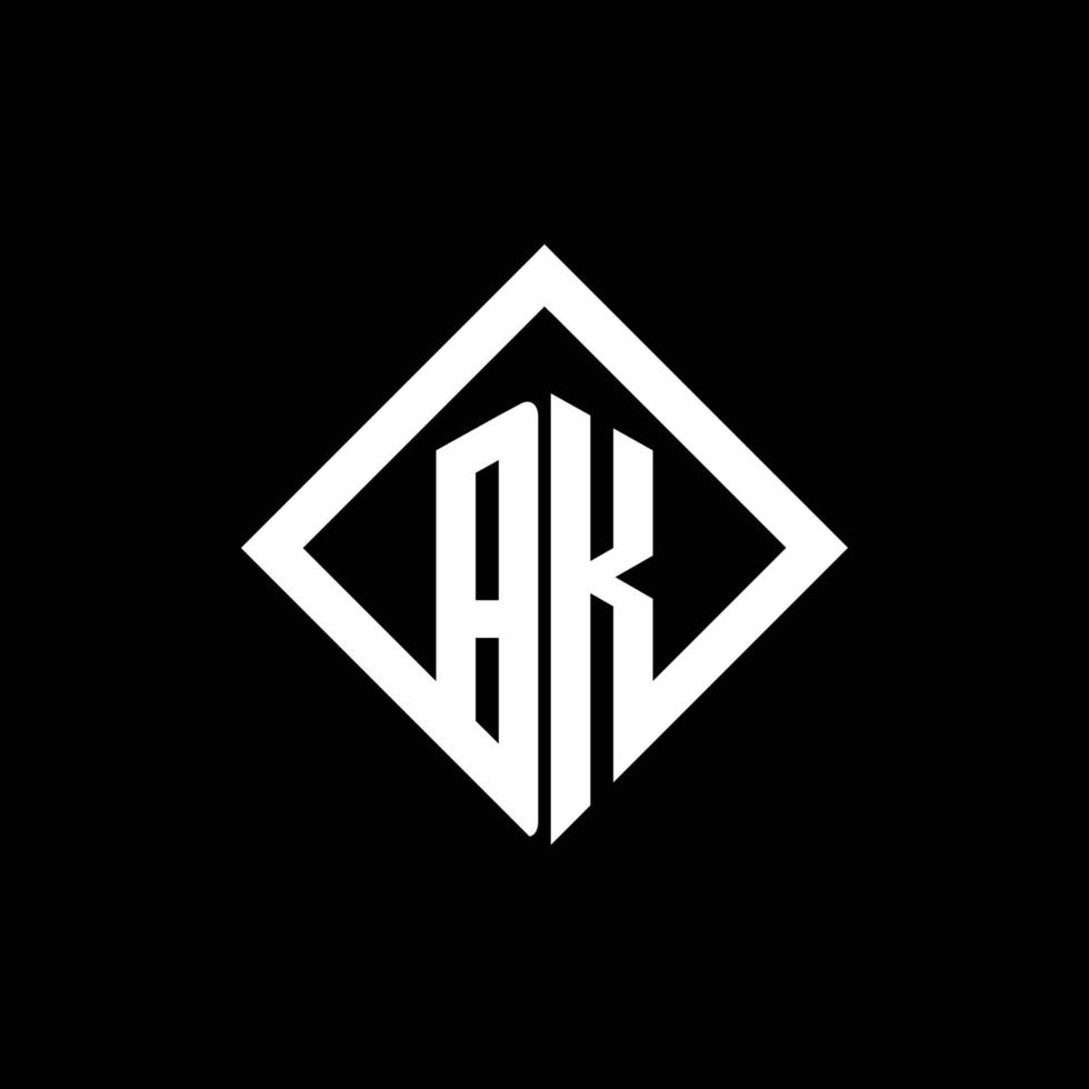 monograma del logotipo de bk con plantilla de diseño de estilo de rotación cuadrada vector
