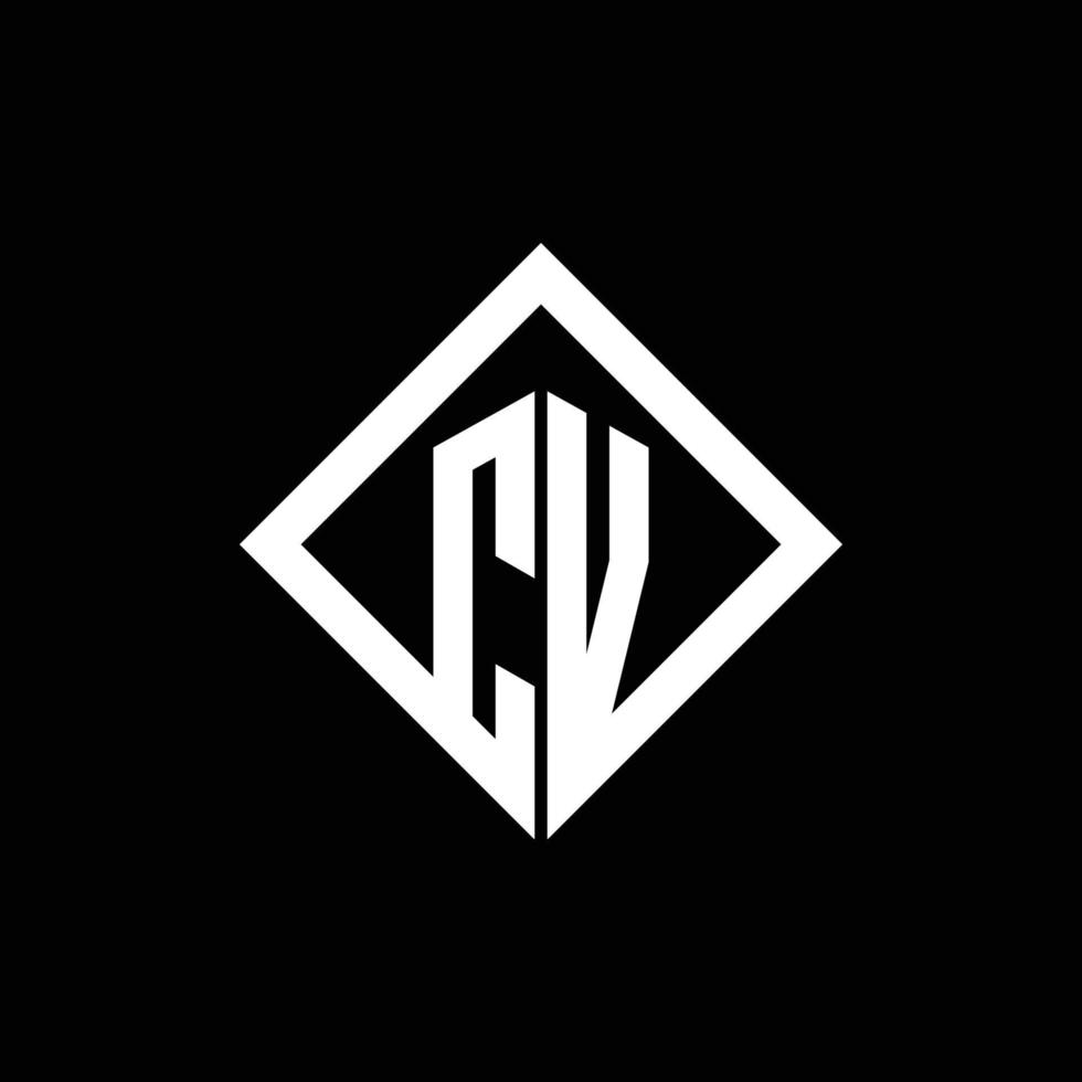 Monograma del logotipo de CV con plantilla de diseño de estilo de rotación cuadrada vector