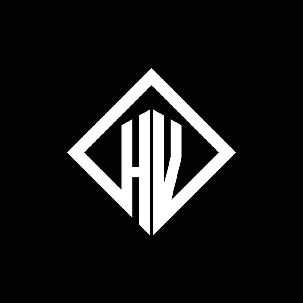 monograma del logotipo de hv con plantilla de diseño de estilo de rotación cuadrada vector