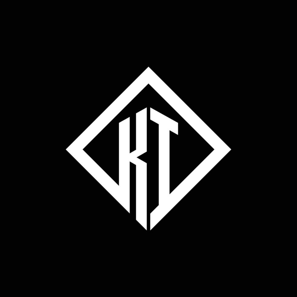 Monograma del logotipo de Ki con plantilla de diseño de estilo de rotación cuadrada vector