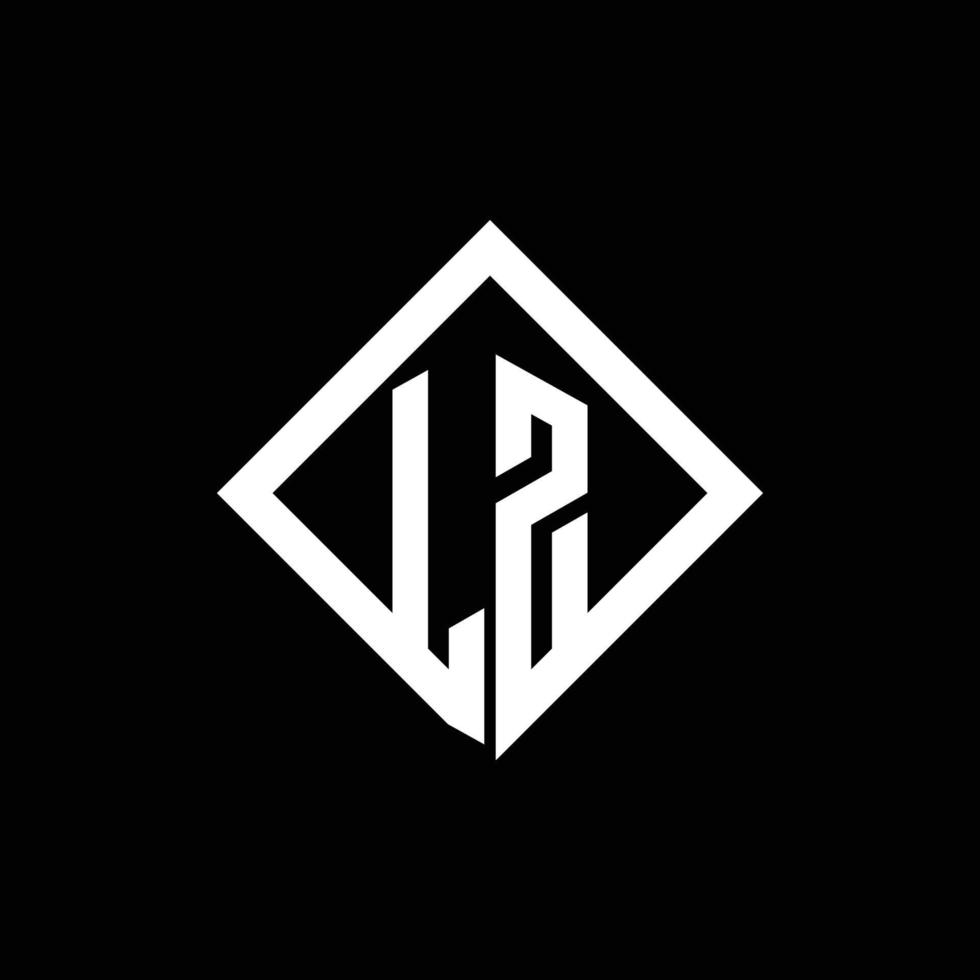 monograma del logotipo de lz con plantilla de diseño de estilo de rotación cuadrada vector