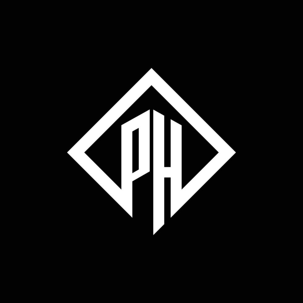 Ph logo monograma con plantilla de diseño de estilo de rotación cuadrada vector