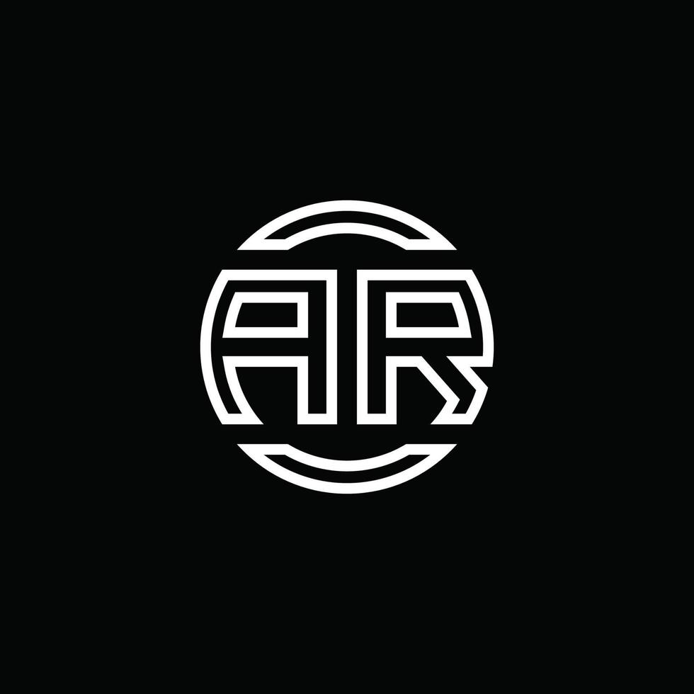 Monograma del logotipo de AR con plantilla de diseño redondeado de círculo de espacio negativo vector