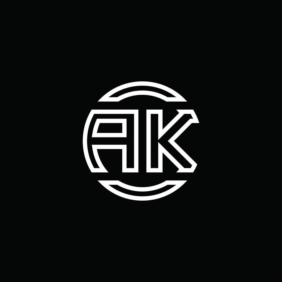 AK logo monogram with negative space circle rounded design template vector