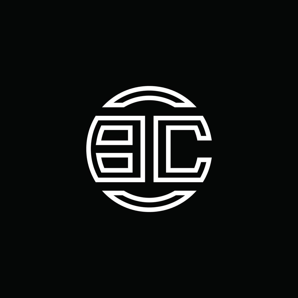 Monograma del logotipo de BC con plantilla de diseño redondeado de círculo de espacio negativo vector