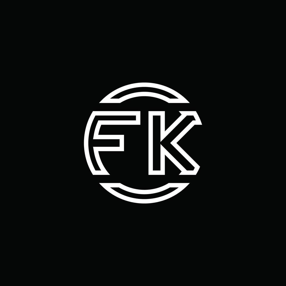 FK logo monogram with negative space circle rounded design template vector