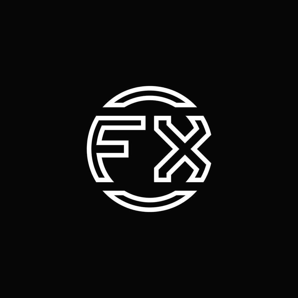 Monograma del logotipo de fx con plantilla de diseño redondeado de círculo de espacio negativo vector