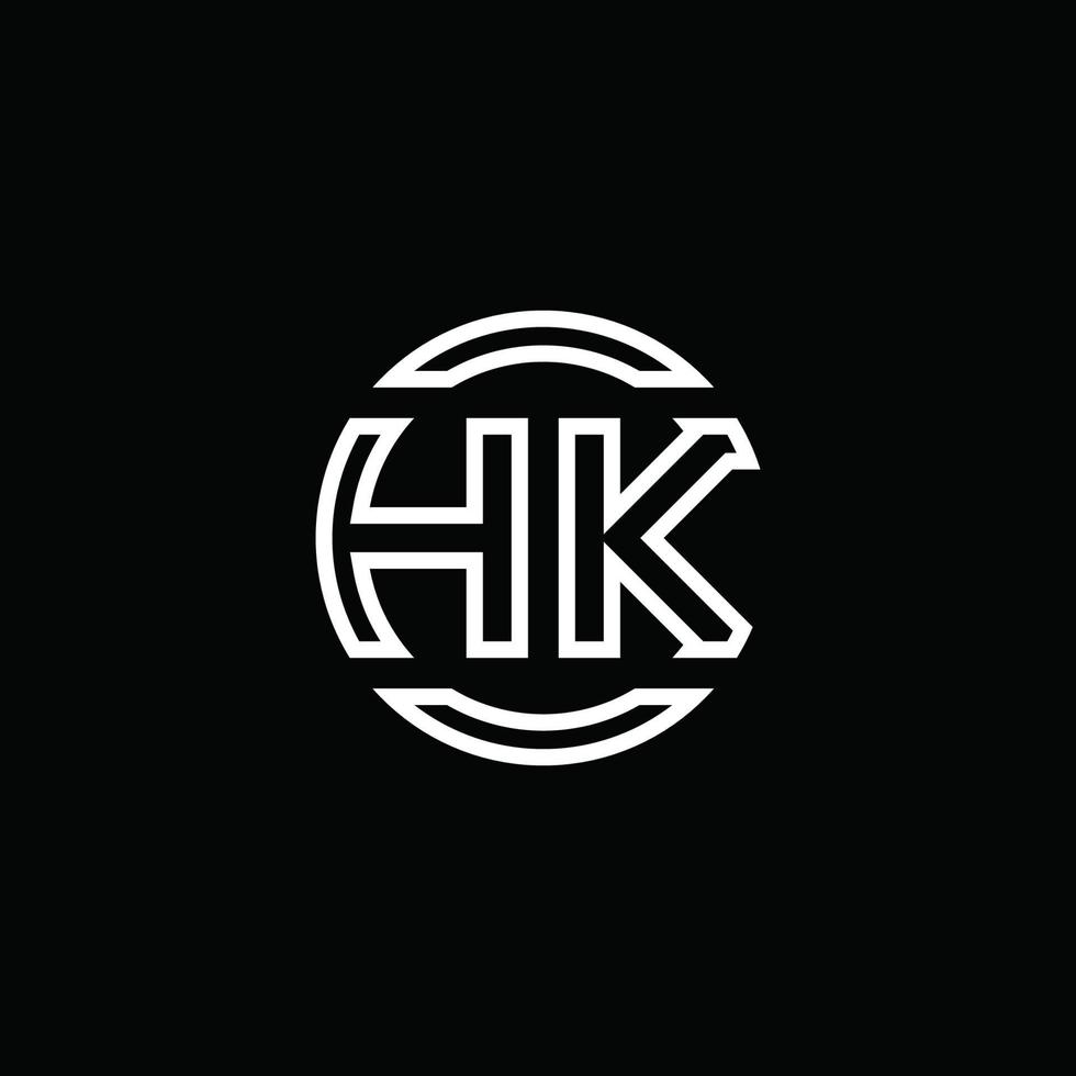 Monograma del logotipo de hk con plantilla de diseño redondeado de círculo de espacio negativo vector