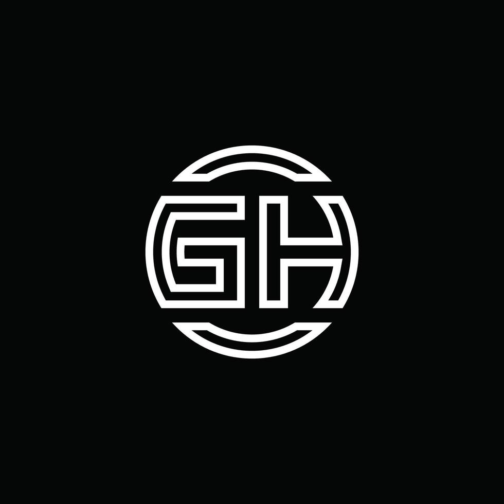 Monograma del logotipo de gh con plantilla de diseño redondeado de círculo de espacio negativo vector