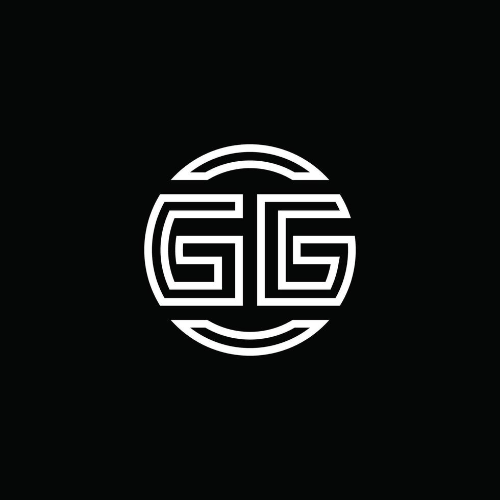 Monograma del logotipo de gg con plantilla de diseño redondeado de círculo de espacio negativo vector