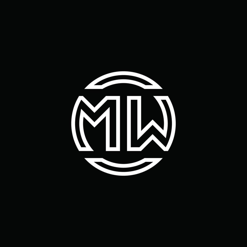 Monograma del logotipo de mw con plantilla de diseño redondeado de círculo de espacio negativo vector