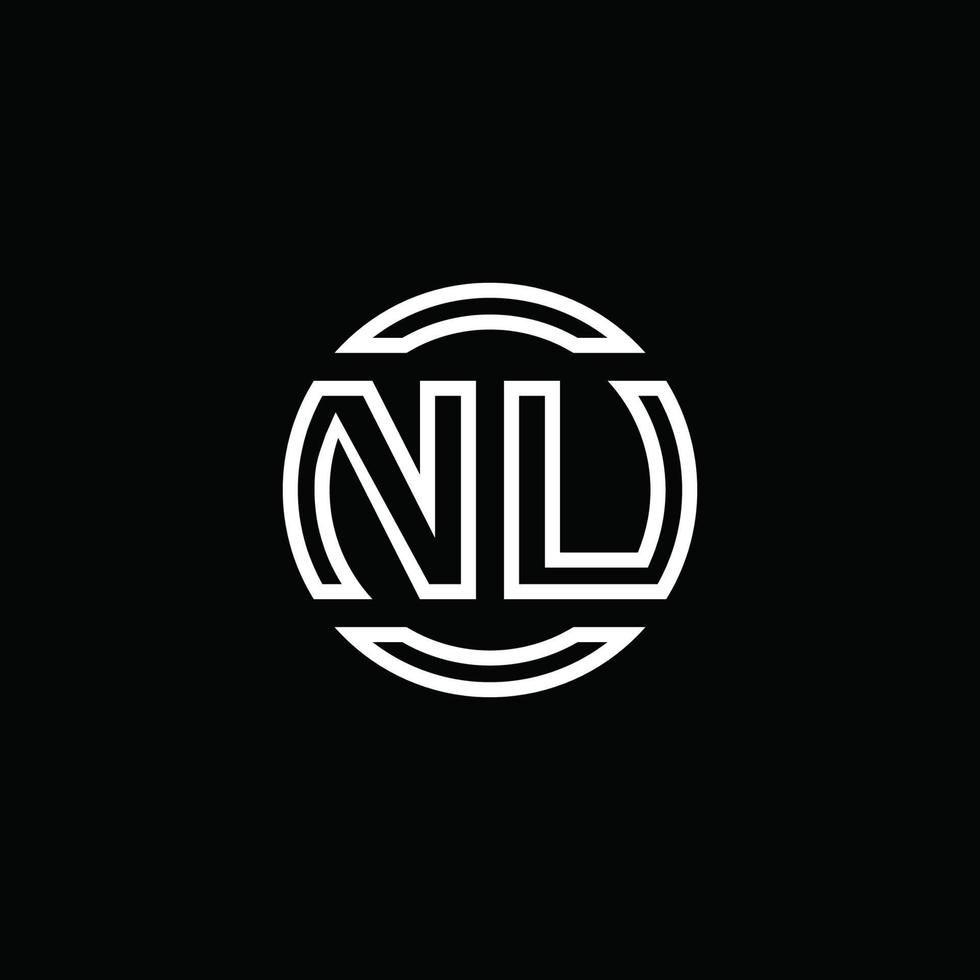 NU logo monogram with negative space circle rounded design template vector