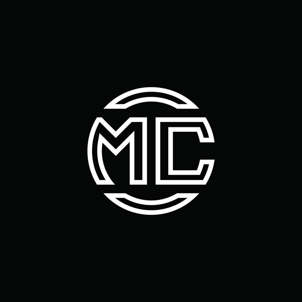 Monograma del logotipo de mc con plantilla de diseño redondeado de círculo de espacio negativo vector