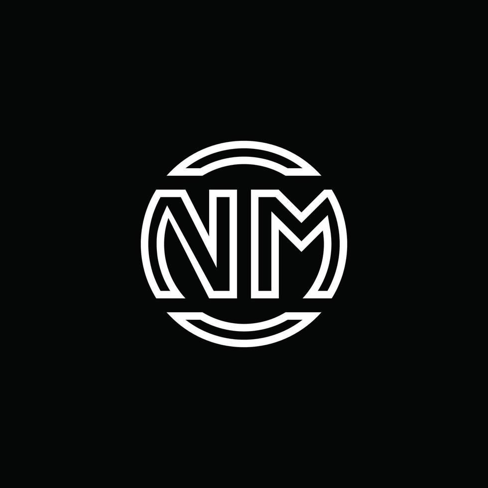 Monograma del logotipo de nm con plantilla de diseño redondeado de círculo espacial negativo vector