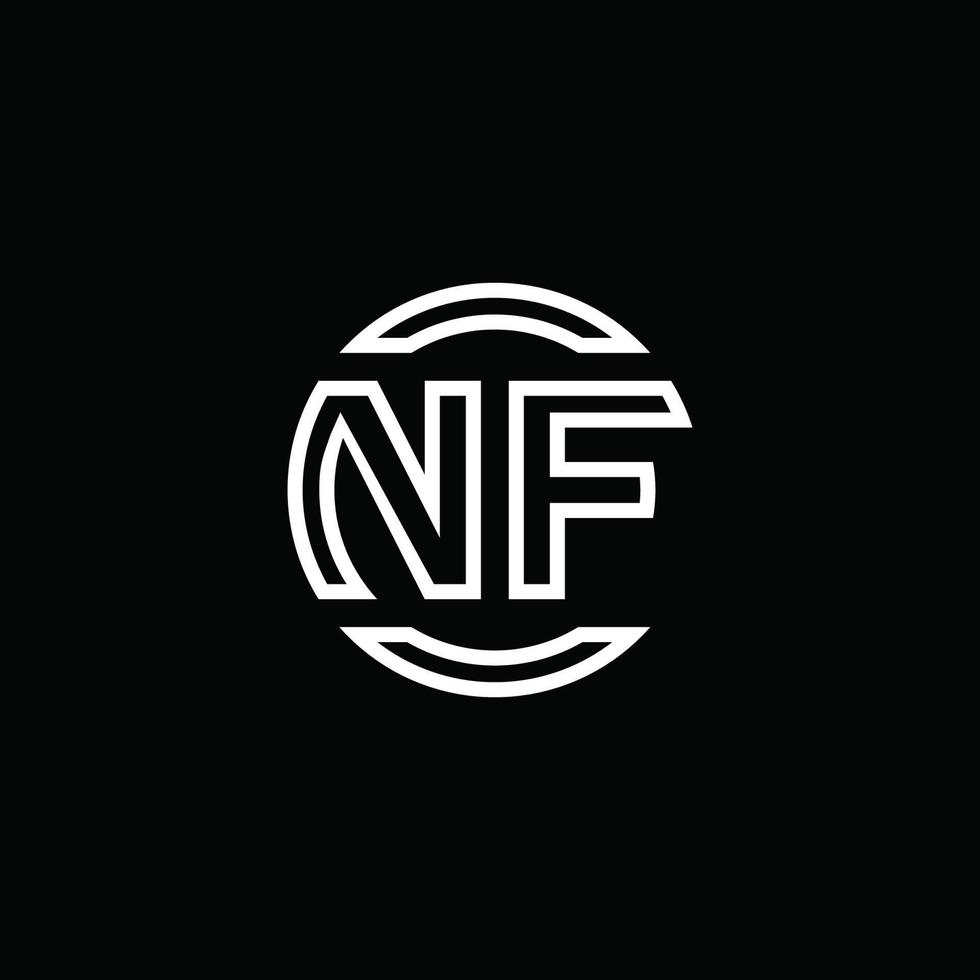 monograma del logotipo de nf con plantilla de diseño redondeado de círculo de espacio negativo vector
