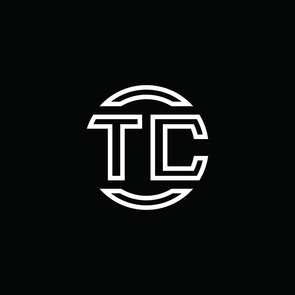 Monograma del logotipo de TC con plantilla de diseño redondeado de círculo de espacio negativo vector