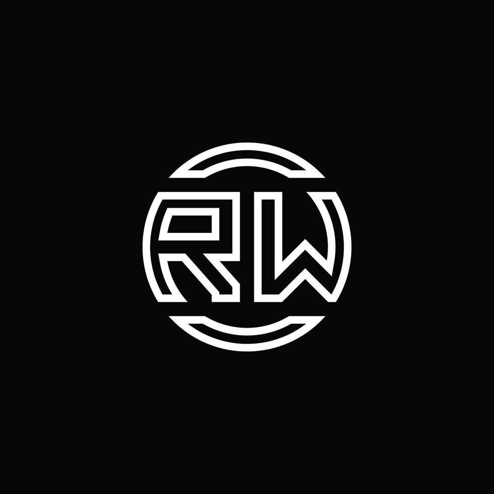 RW logo monogram with negative space circle rounded design template vector