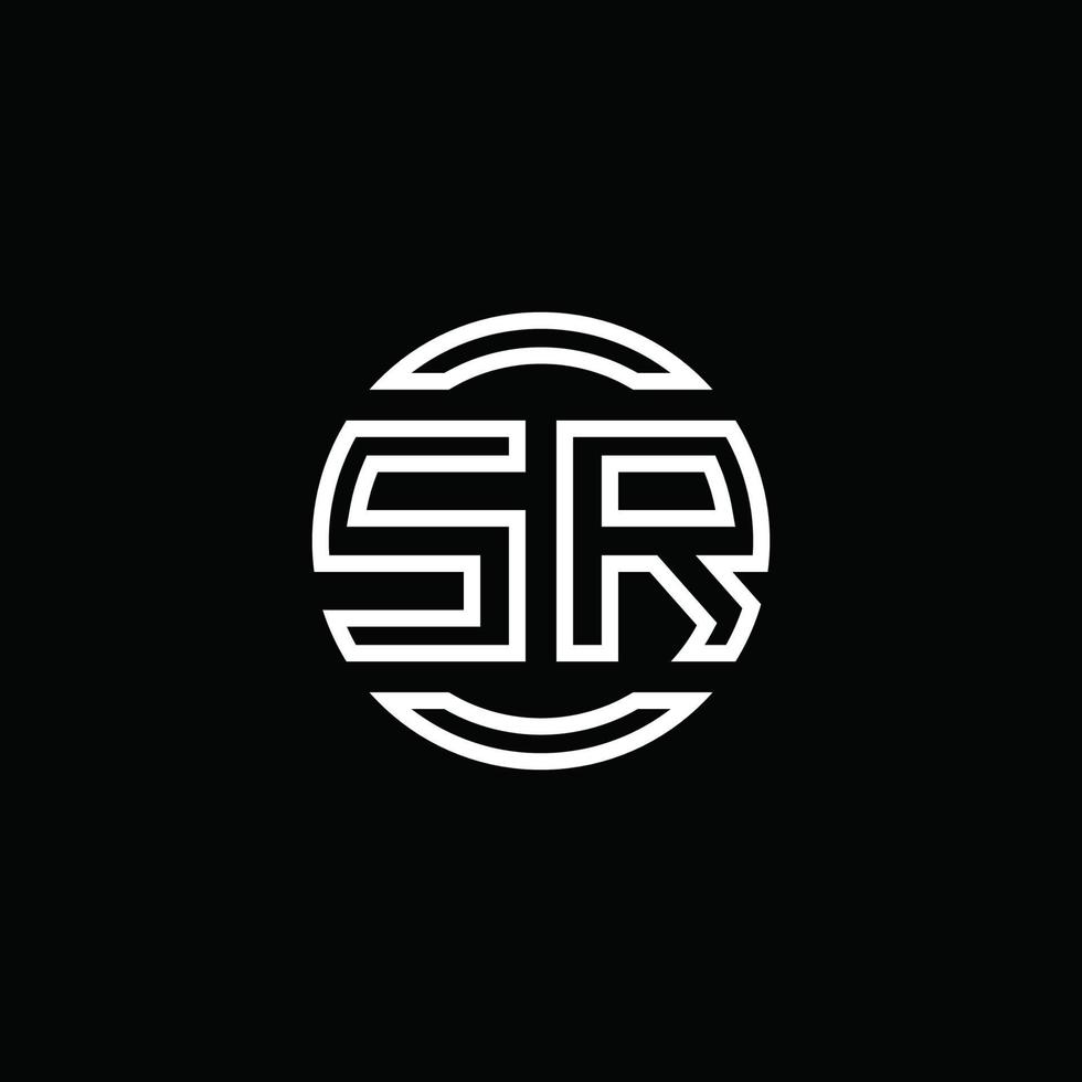 monograma del logotipo sr con plantilla de diseño redondeado de círculo de espacio negativo vector