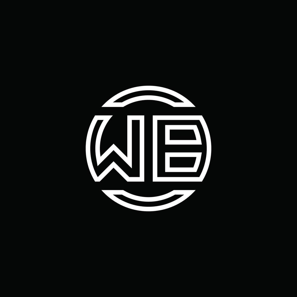 Monograma del logotipo de wb con plantilla de diseño redondeado de círculo de espacio negativo vector