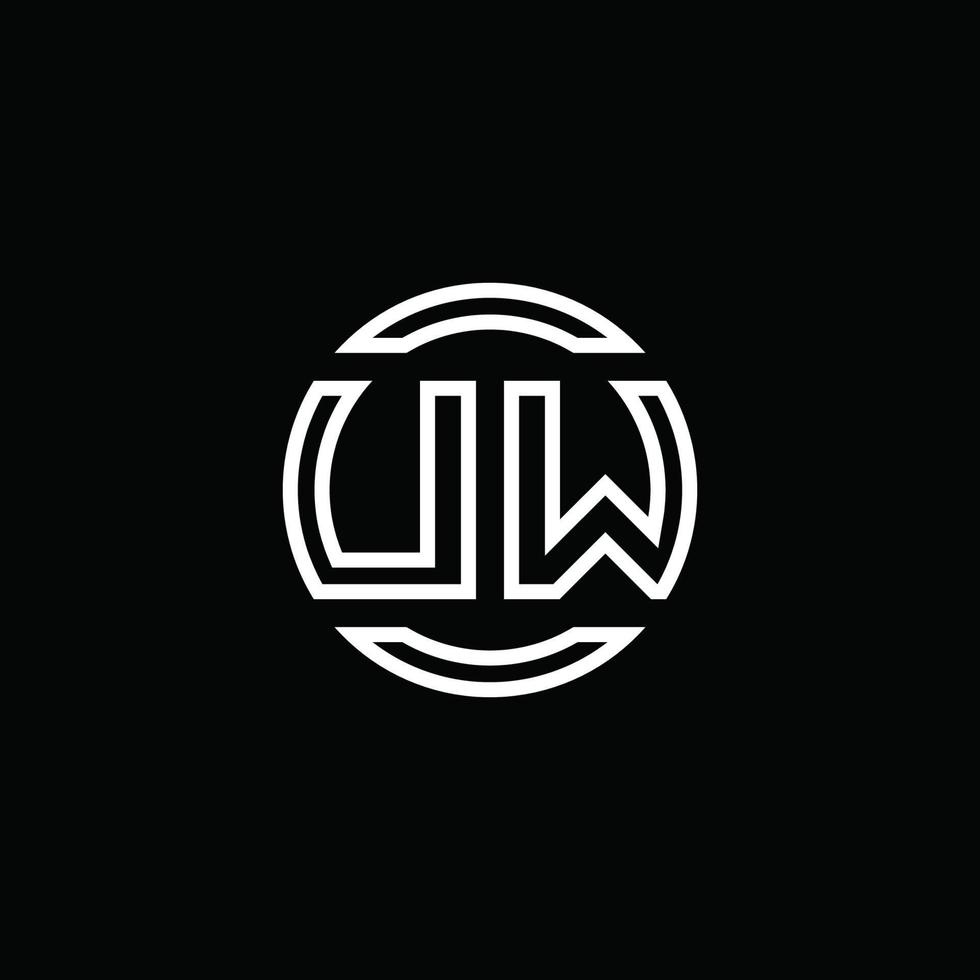 Monograma de logotipo uw con plantilla de diseño redondeado de círculo de espacio negativo vector