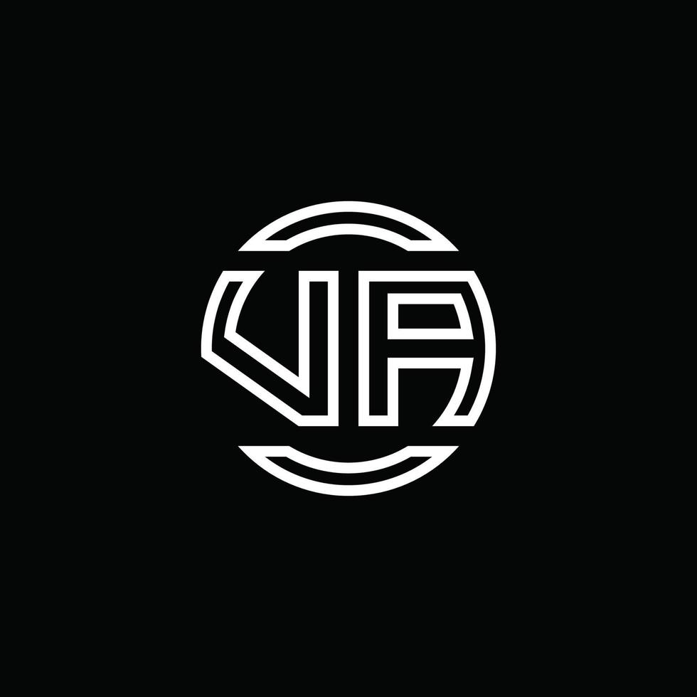 monograma del logotipo de va con plantilla de diseño redondeado de círculo de espacio negativo vector