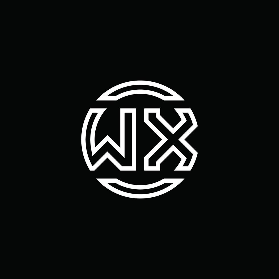 WX logo monogram with negative space circle rounded design template vector