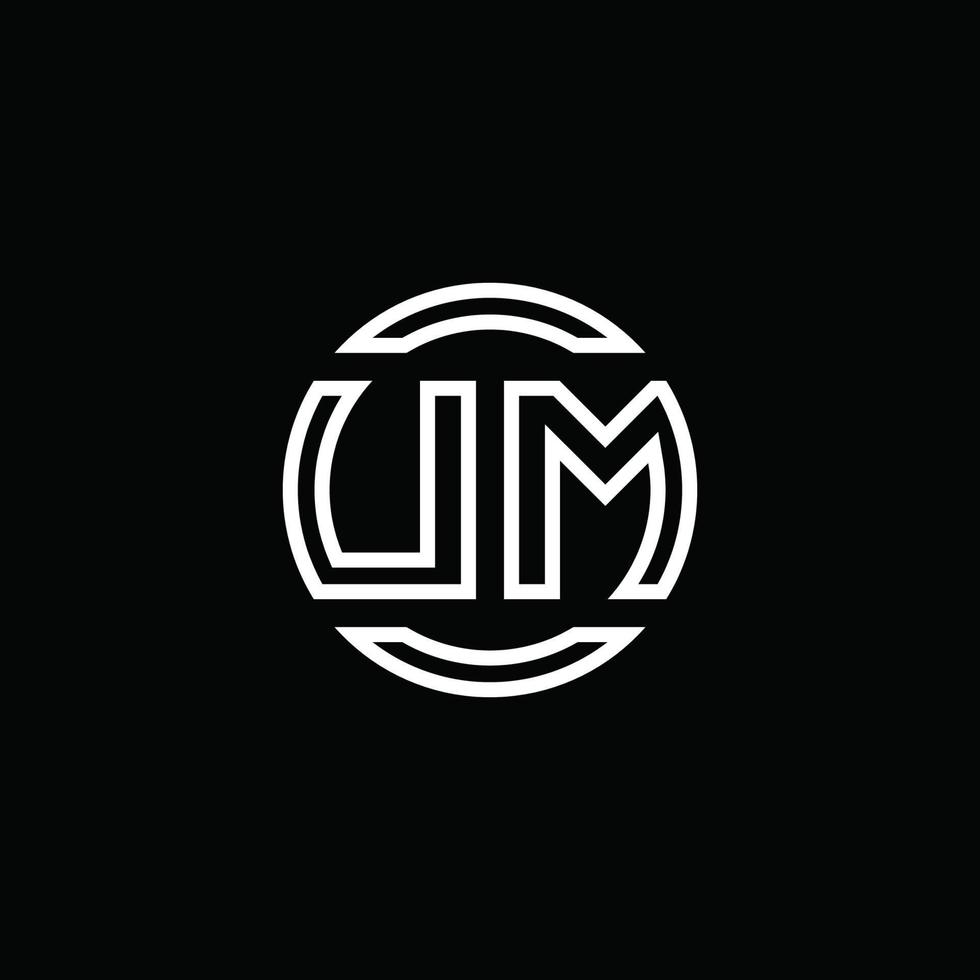 UM logo monogram with negative space circle rounded design template vector
