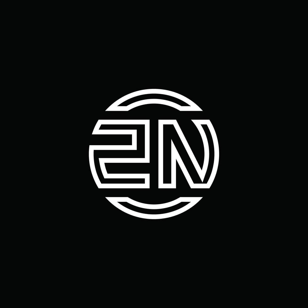 Monograma del logotipo de zn con plantilla de diseño redondeado de círculo de espacio negativo vector