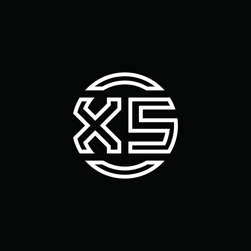 Monograma del logotipo xs con plantilla de diseño redondeado de círculo de espacio negativo vector