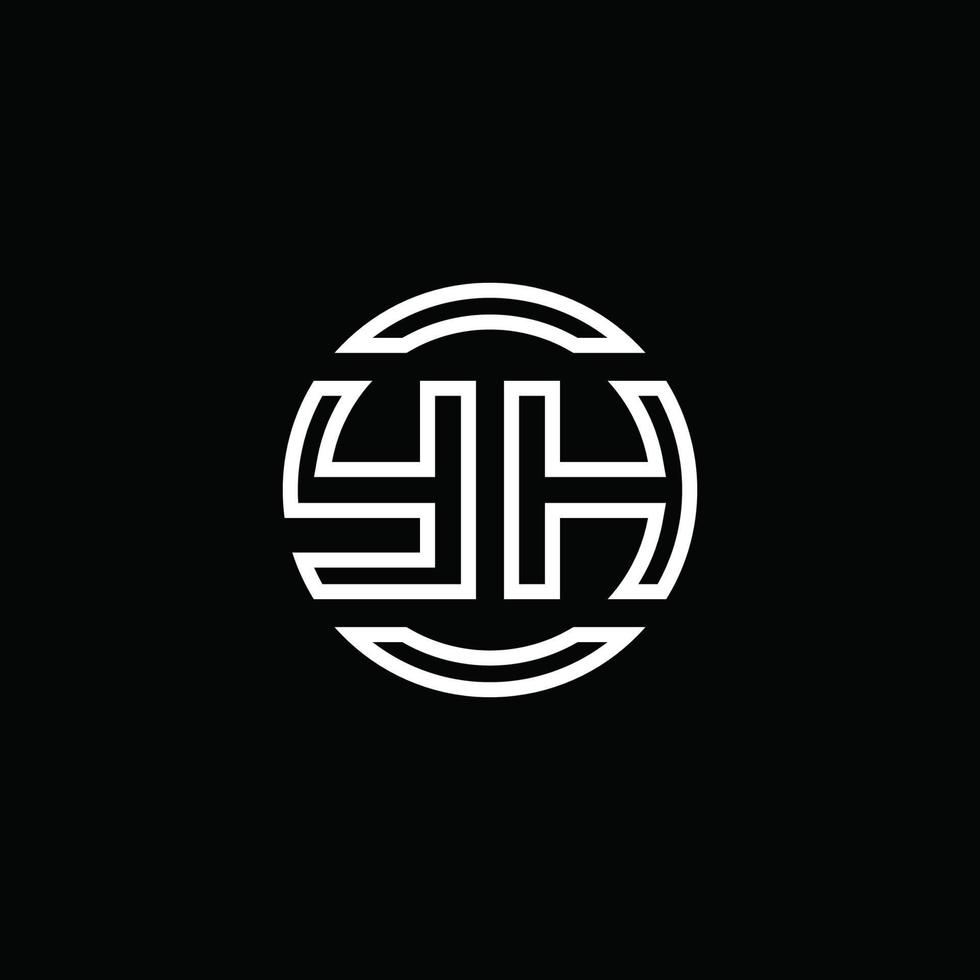 Monograma del logotipo de yh con plantilla de diseño redondeado de círculo de espacio negativo vector