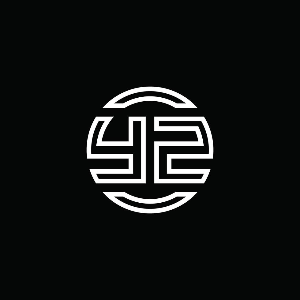 Monograma del logotipo de yz con plantilla de diseño redondeado de círculo de espacio negativo vector