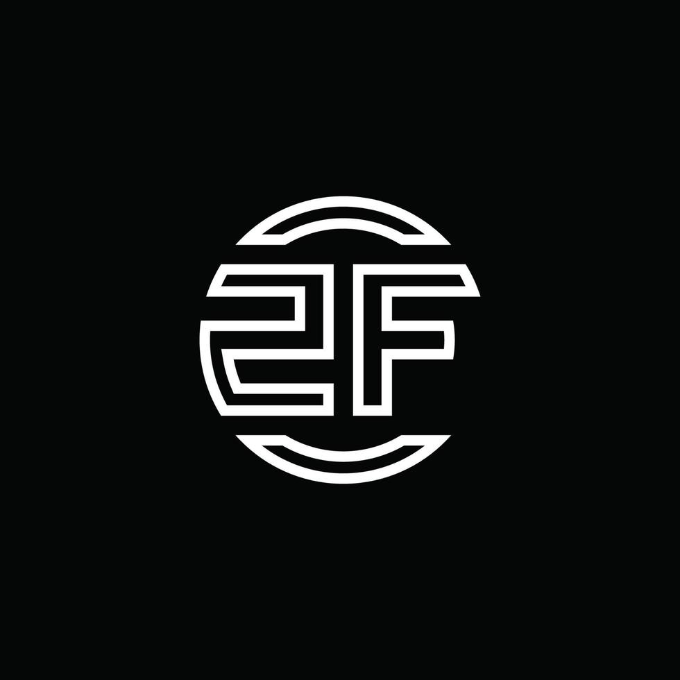 Monograma del logotipo de ZF con plantilla de diseño redondeado de círculo de espacio negativo vector