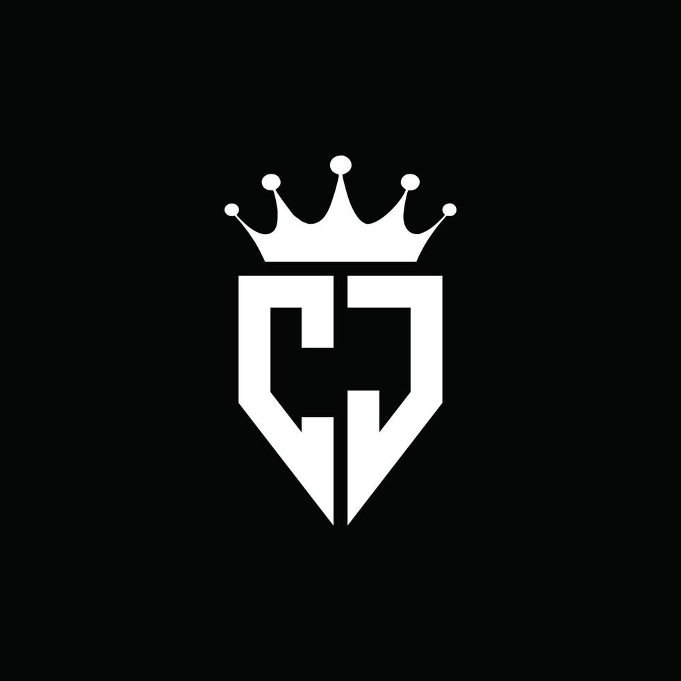 CJ logo monogram emblem style with crown shape design template vector
