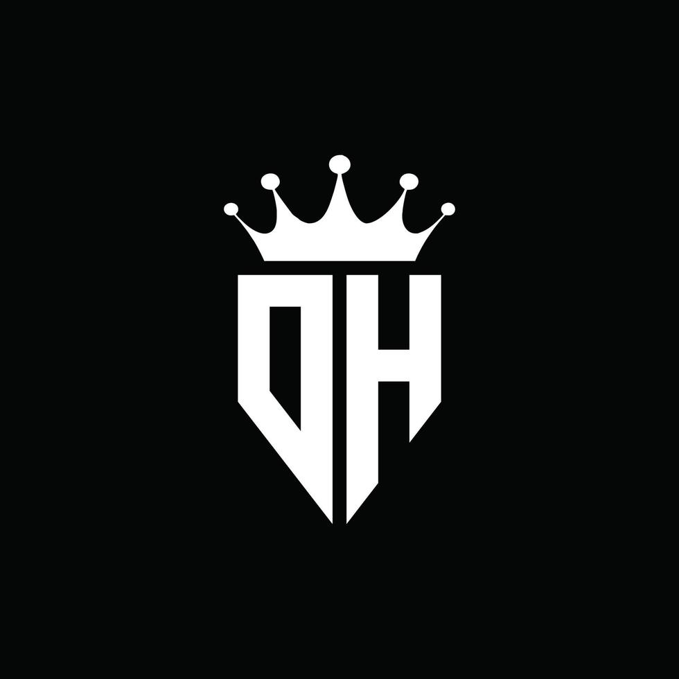 dh logo monograma emblema estilo con plantilla de diseño de forma de corona vector