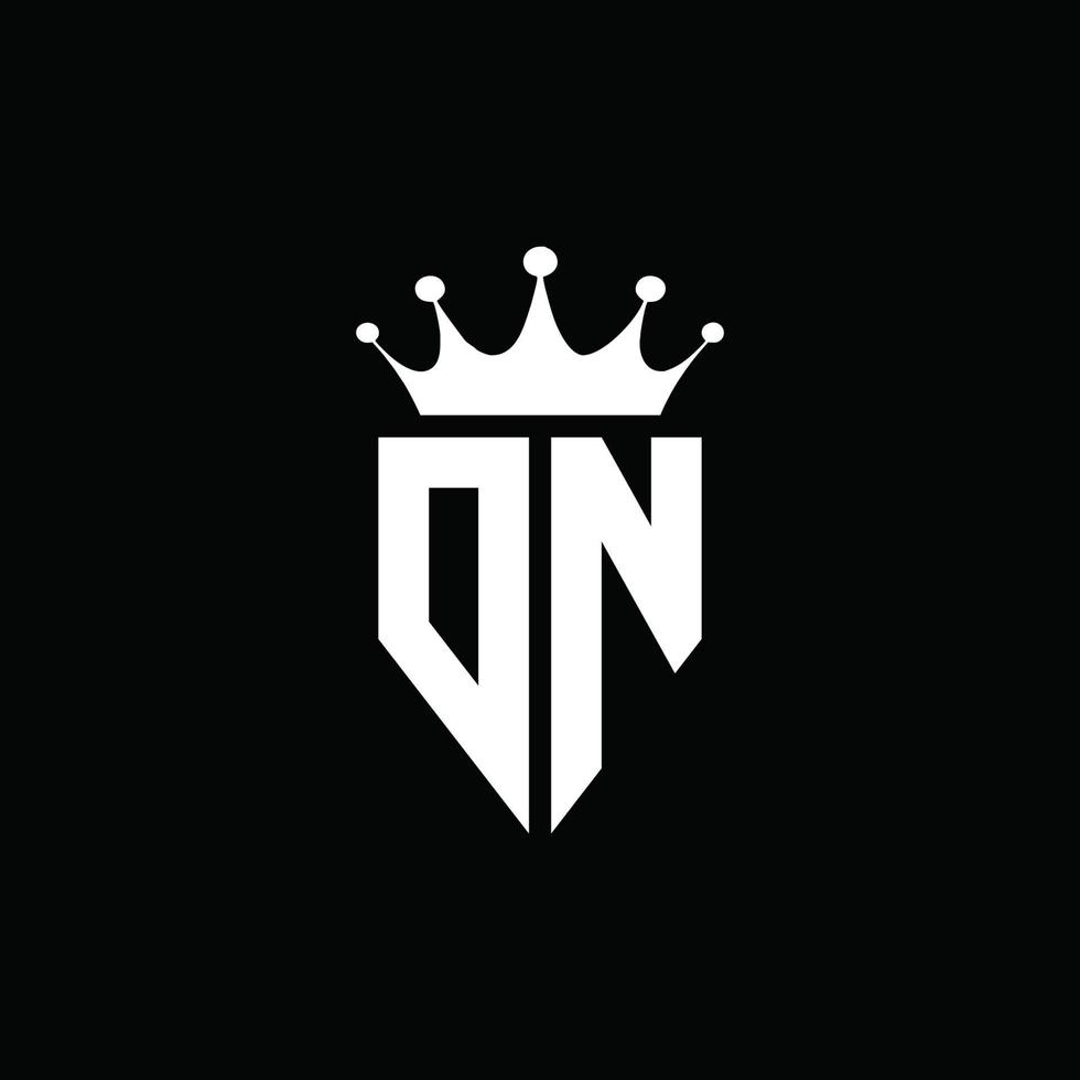 dn logo monograma emblema estilo con plantilla de diseño de forma de corona vector