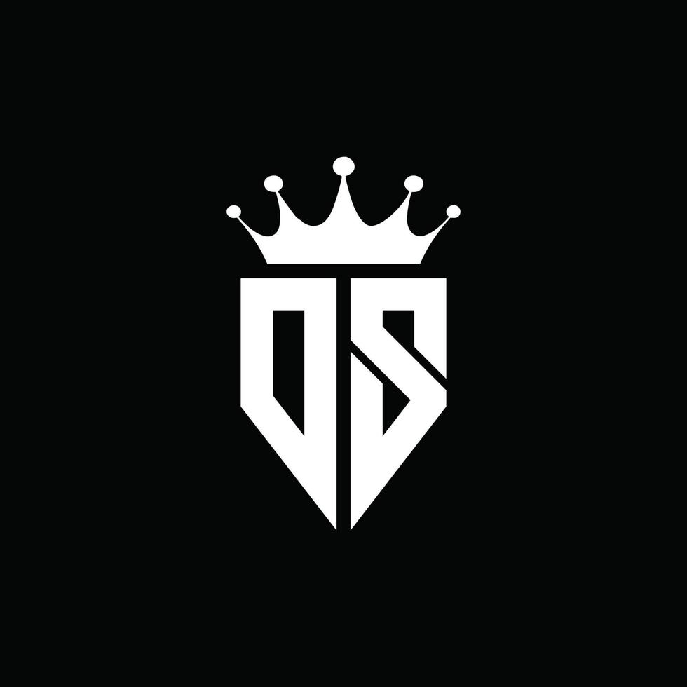 ds logo monograma emblema estilo con plantilla de diseño de forma de corona vector