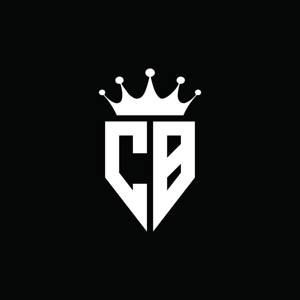 Estilo de emblema de monograma de logotipo de CB con plantilla de diseño de forma de corona vector