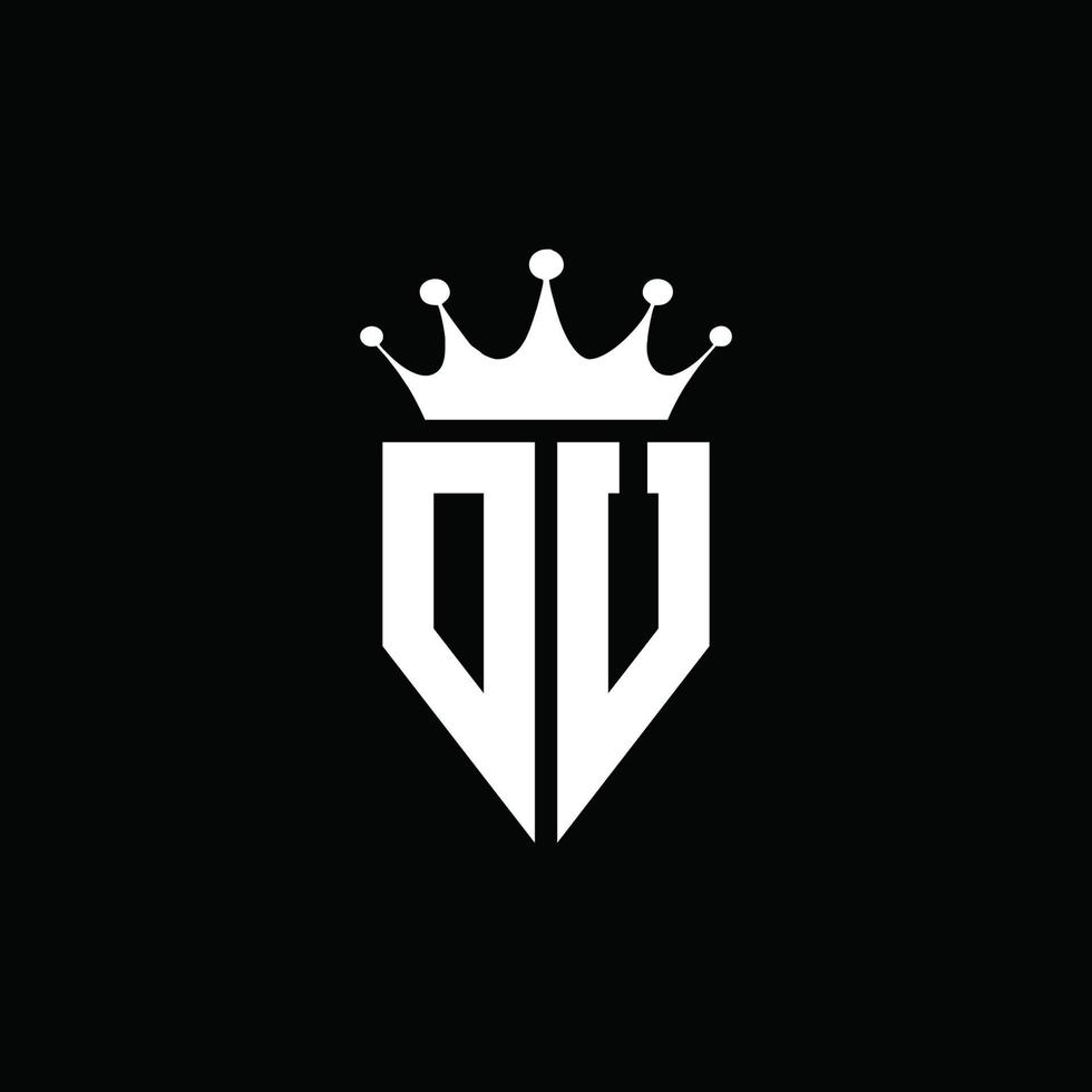 DU logo monogram emblem style with crown shape design template vector
