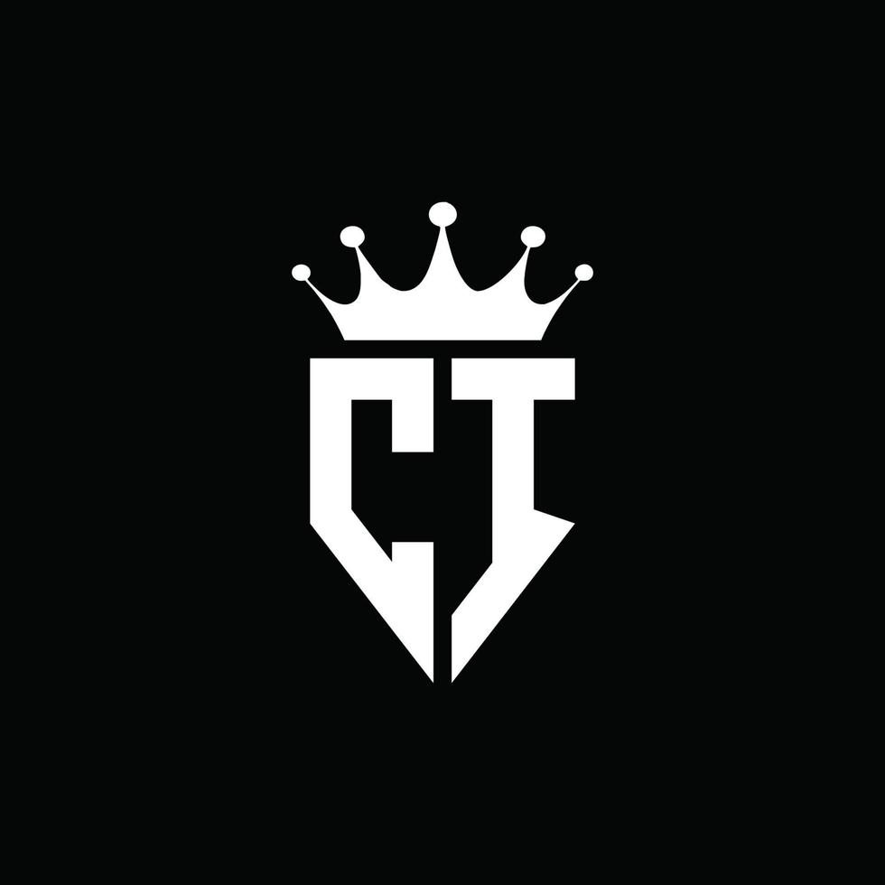 CI logo monogram emblem style with crown shape design template vector