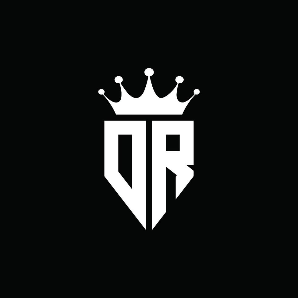 DR logo monogram emblem style with crown shape design template vector