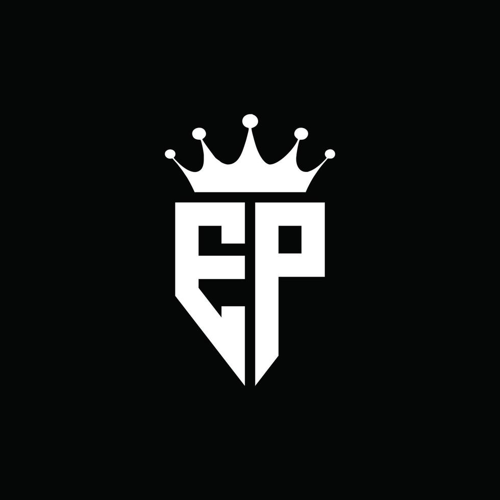 EP logo monogram emblem style with crown shape design template vector