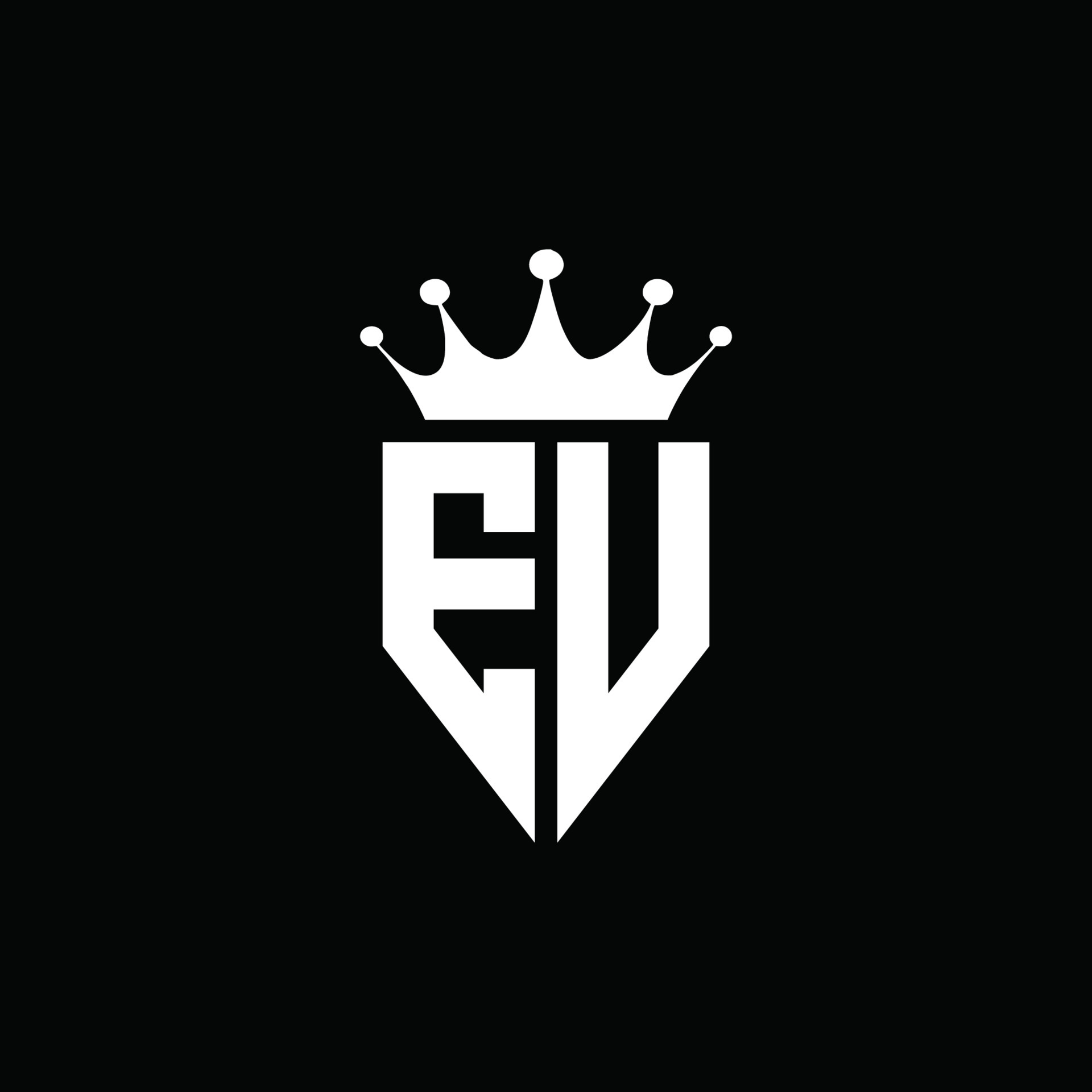 EV logo monogram emblem style with crown shape design template 4283834
