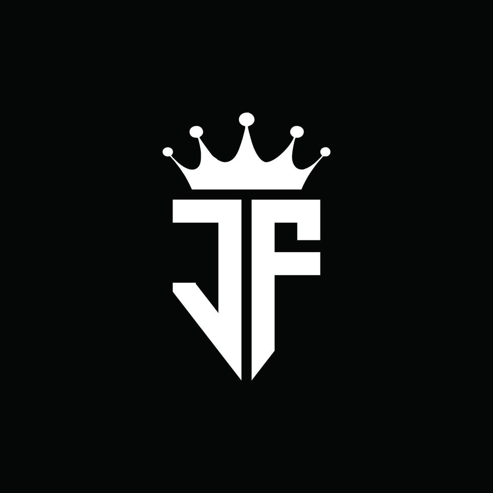 Jf logo monograma emblema estilo con plantilla de diseño de forma de corona vector