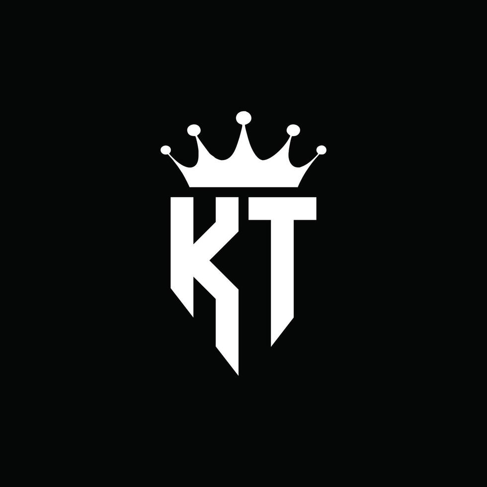 kt logo monograma emblema estilo con plantilla de diseño de forma de corona vector