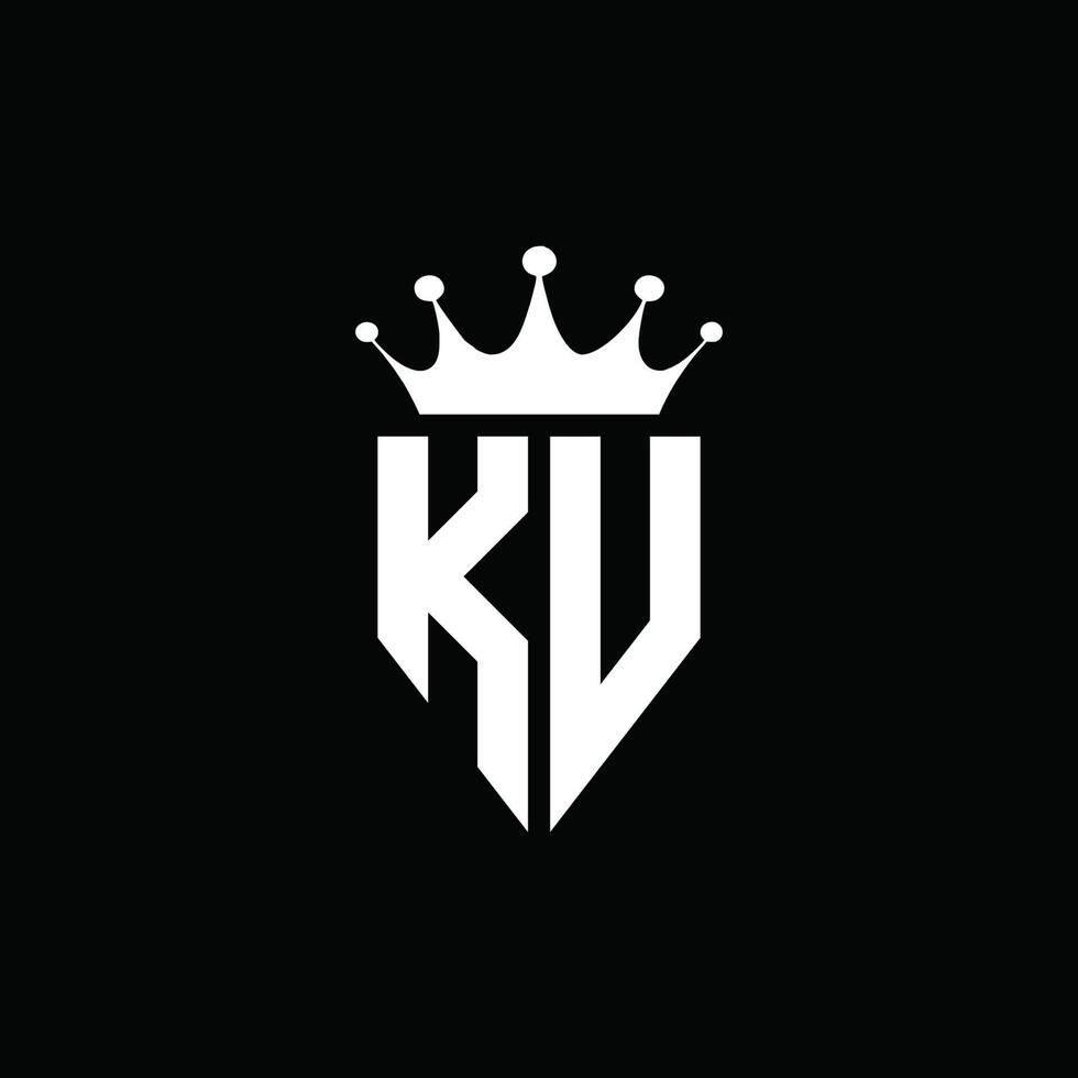 KV logo monogram emblem style with crown shape design template vector