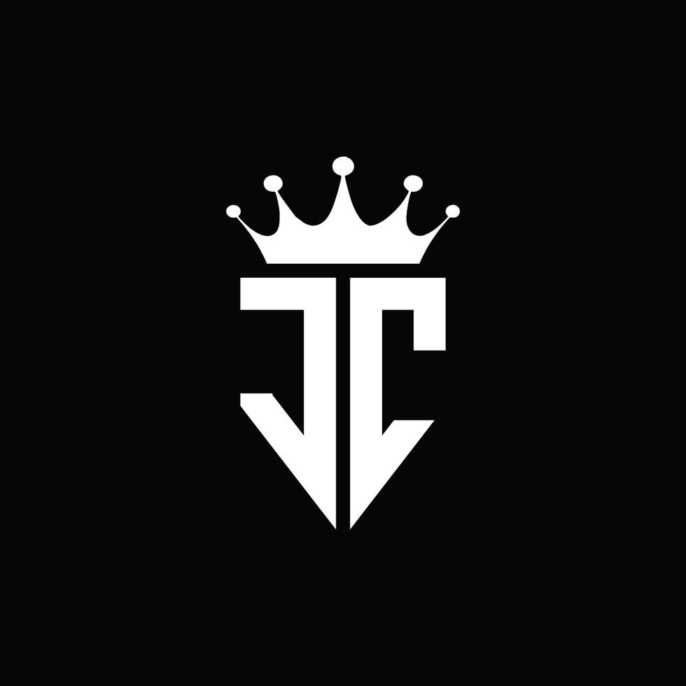Jc logo monograma emblema estilo con plantilla de diseño de forma de corona vector