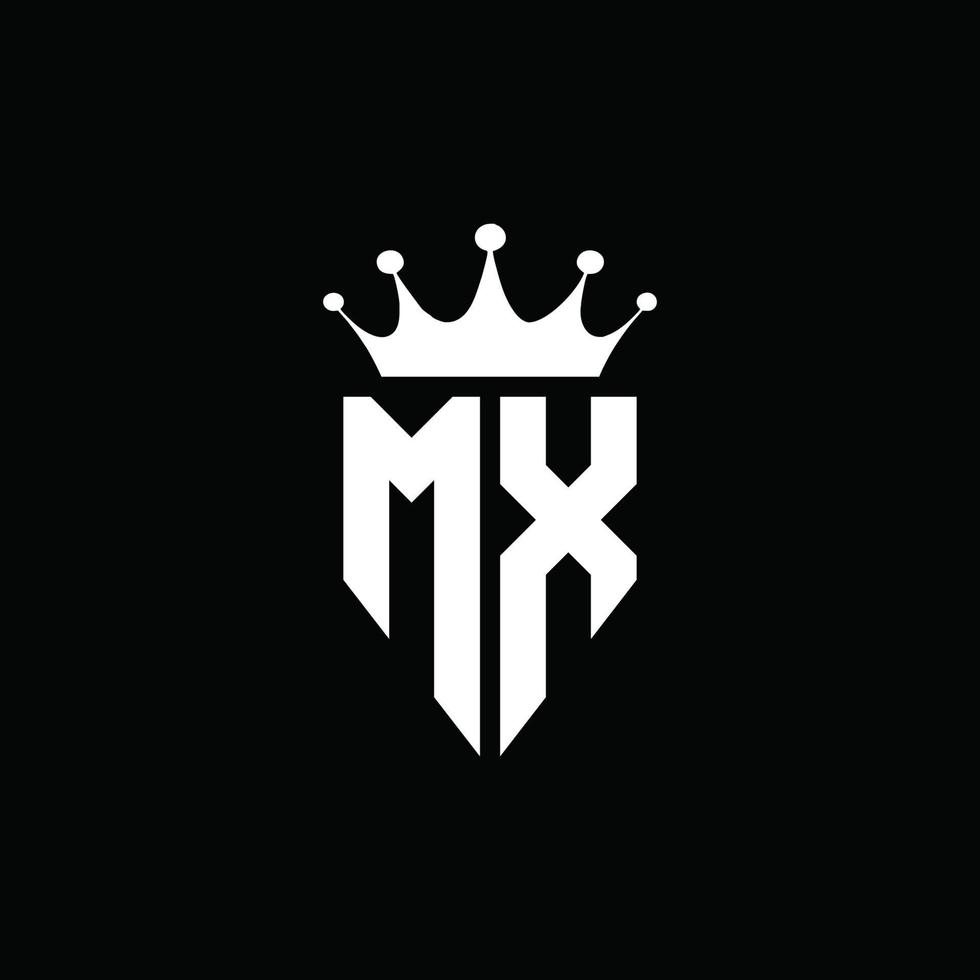 MX logo monogram emblem style with crown shape design template vector