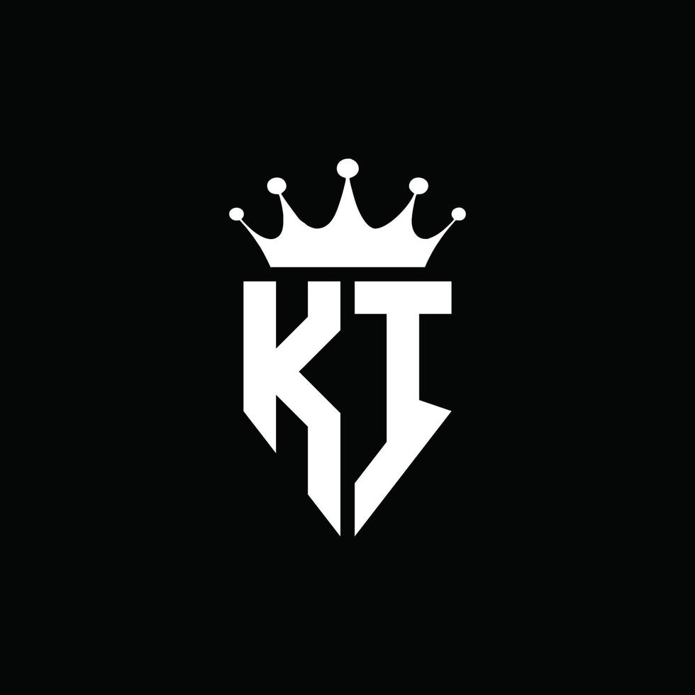 KI logo monogram emblem style with crown shape design template vector