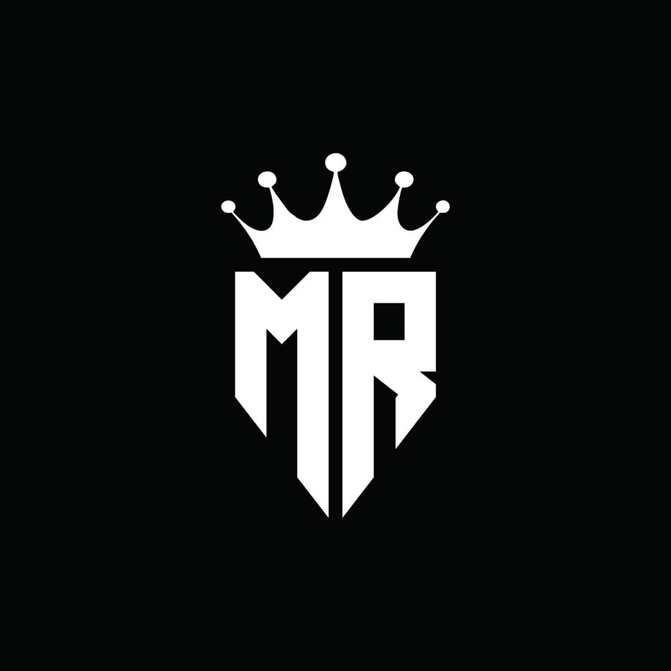 MR logo monogram emblem style with crown shape design template vector